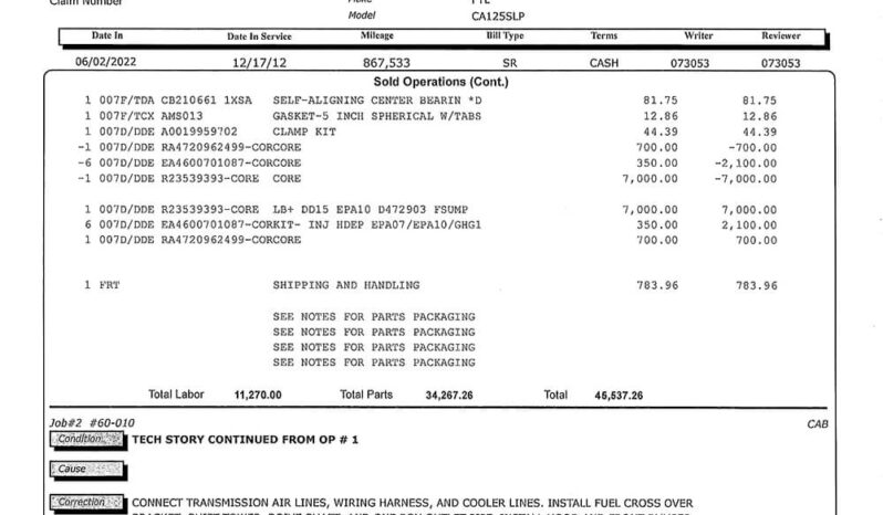 2013 FREIGHTLINER CASCADIA W/134K MILES ON OVERHAUL full