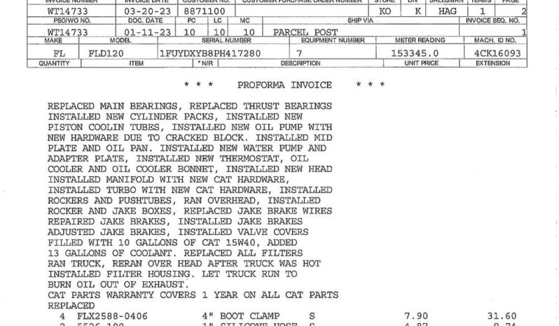 1993 FREIGHTLINER FLD120 W/70″ SLEEPER full