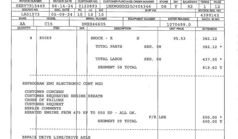 2014 KENWORTH W900 SLEEPER W/ ZERO MILES ON CERTIFIED OVERHAUL – 4YR NATIONWIDE MANUFACTURER’S WARRANTY full